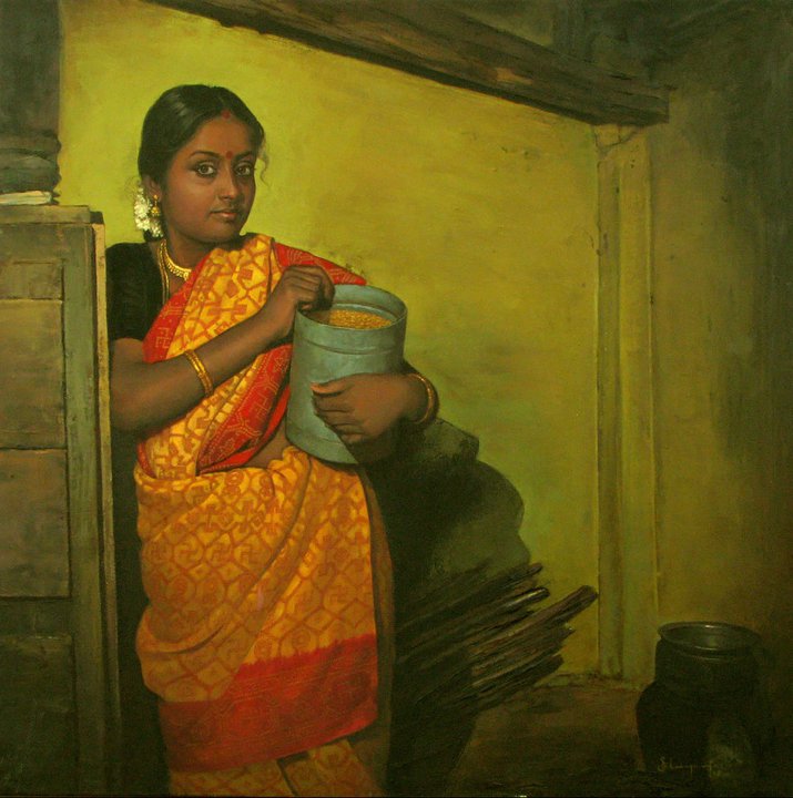 Paintings of rural indian women   Oil painting (7)